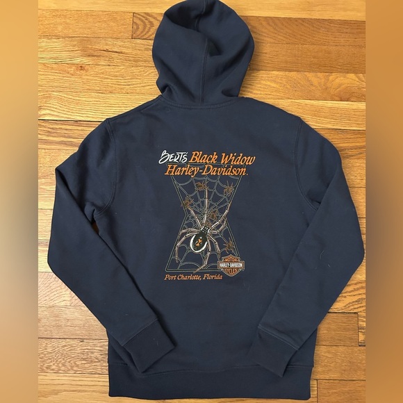 Harley Davidson Youth Dark Blue Zipper Hoodie Sweatshirt - Size 10Y - Picture 6 of 7